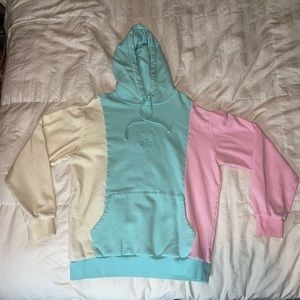 Teddy Fresh Color Block Hoodie Sweatshirt, Medium, Pastel.